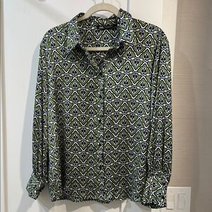 Zara Green and Black Patterned Blouse